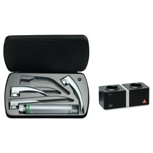 HEINE Classic+ F.O. laryngoscoopset F-119 met standaard F.O.4 NT XHL oplaadhandvat 3,5 V Li-ion en NT4 tafellader