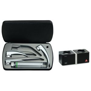 HEINE Classic+ F.O. laryngoscoopset F-119 met standaard F.O.4 LED NT oplaadhandvat 3,5 V Li-ion en NT4 tafellader