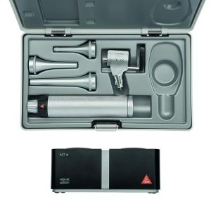 HEINE G100 LED spleetverlichtingskop set met BETA4 NT oplaadbaar handvat, NT4 tafellader, drie specula en koffer