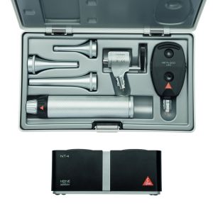 HEINE G100 LED VET spleetverlichtingskop + BETA 200 LED oftalmoscoop diagnostische set met 2x BETA4 NT oplaadhandvat, NT4 tafeloplader, specula en harde koffer (3,5 V)