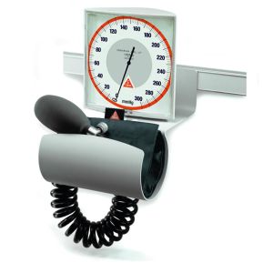 HEINE GAMMA XXL LF-R rail aneroïde bloeddrukmeter compleet met volwassen manchet (14 × 58 cm) en 3 m spiraal­insufflatie­slang