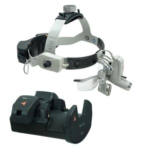 HEINE ML4 LED UNPLUGGED voorhoofdlamp met HR binoculaire loep 2,5x op 340 mm werkafstand met S-GUARD spatbescherming