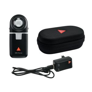 HEINE DELTA one dermatoscoop Standard Edition (zwart-zilver) met contactplaat met schaalverdeling, USB-kabel met netadapter en koffer