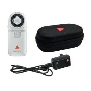 HEINE DELTA one dermatoscoop White Edition (wit-zilver) met contactplaat met schaalverdeling, USB-kabel met netadapter en koffer