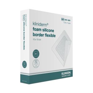 Kliniderm Foam Silicone Border Flexible schuimverband met kleefrand 10 x 10 cm, 5 stuks