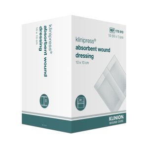 Klinion absorberend verband 10 x 10 cm steriel, 50 stuks