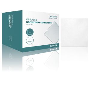 Klinion non-woven gaaskompres 10 x 10 cm 4-laags steriel, 100 stuks (20 x 5 verpakt)