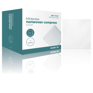 Klinion non-woven gaaskompres 5 x 5 cm 4-laags steriel, 100 stuks