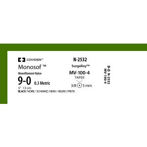 Monosof zwart 9-0, MV-100-4, N-2532, 12 stuks