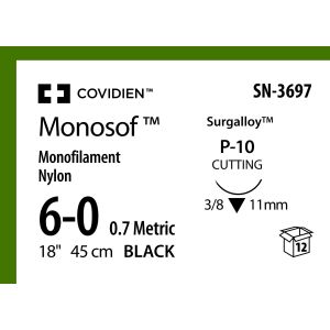Monosof zwart 6-0, P-10, SN-3697, 12 stuks