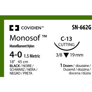 Monosof zwart 4-0, C-13, SN-662G, 12 stuks
