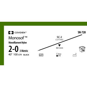 Monosof zwart 2-0, SC-2, SN-728, 36 stuks