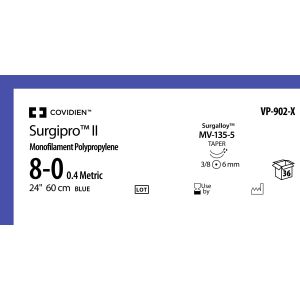 Surgipro II blauw 8-0, MV-135-5, VP-902-X, 36 stuks