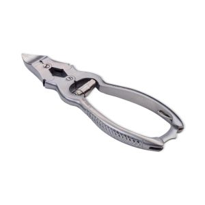 Pedicure-Nageltang met rolveer, 15 cm, dubbel scharnier, gebogen bek