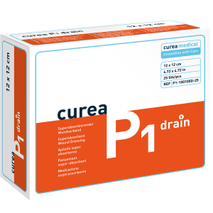 Curea P1 superabsorberend wondverband drain 12 x 12 cm steriel, 25 stuks