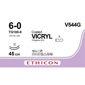 Vicryl violet 6-0, 2 x TG100-8 naald, V544G, 12 stuks