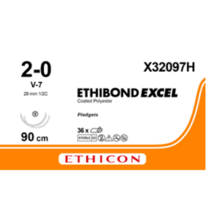 Ethibond Excel groen 2-0, V-7 + 1 RC PLDGT naald, X32097H, 36 stuks
