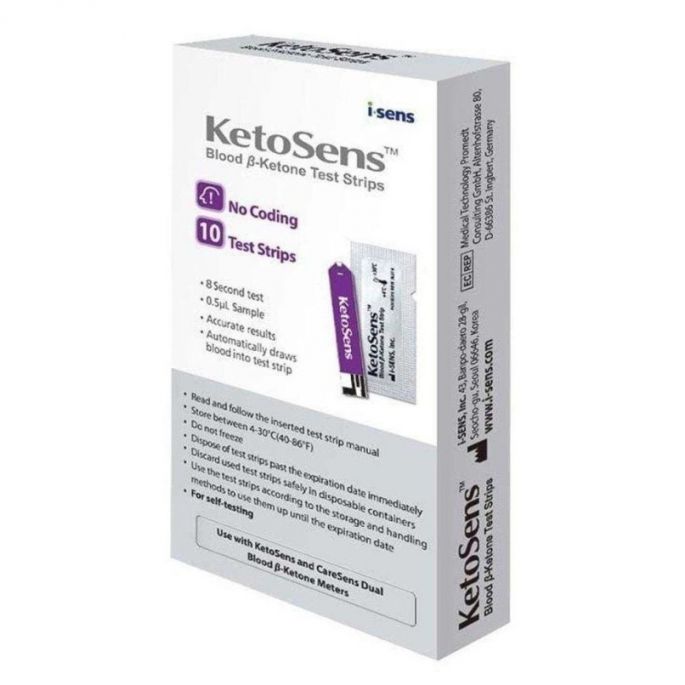 Ketosens bloed ketonen teststrips, 10 stuks