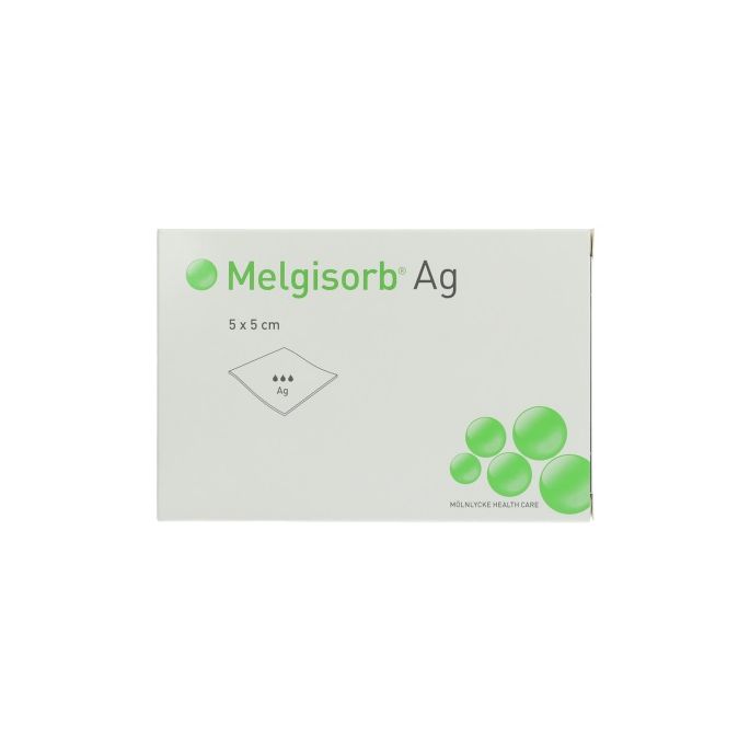 Melgisorb Ag alginaatverband, 5 x 5 cm, 10 x 1 stuk