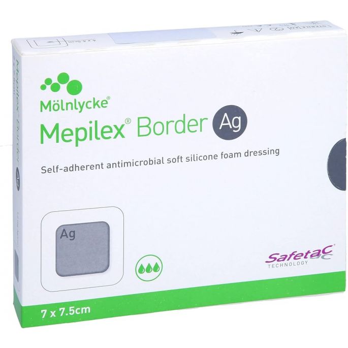 Mepilex Border Ag schuimverband, 7,5 x 7,5 cm, 5 x 1 stuk