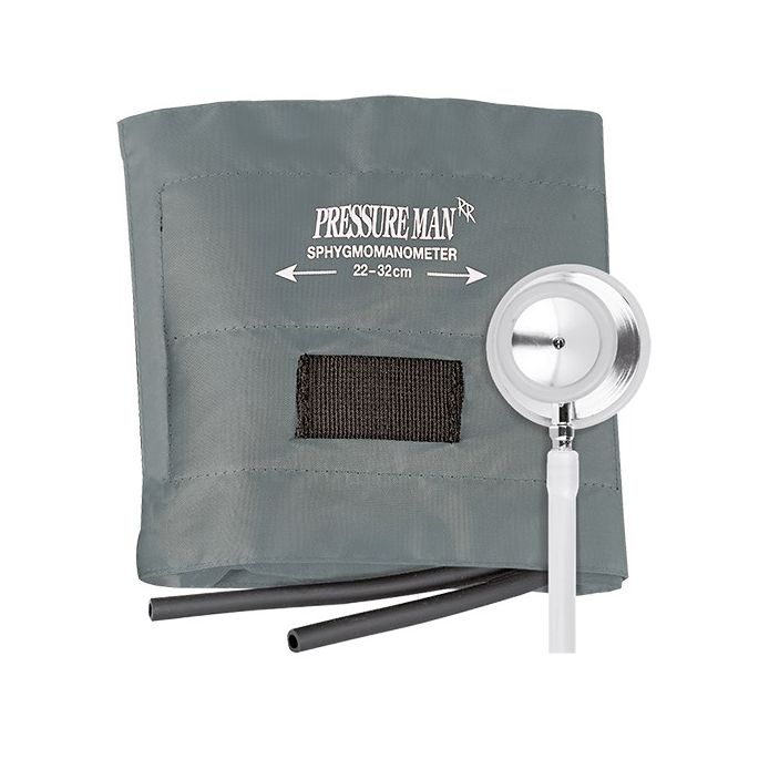 Pressure Man II Chrome-Line bloeddrukmeterset met groene klittenbandmanchet en stethoscoop