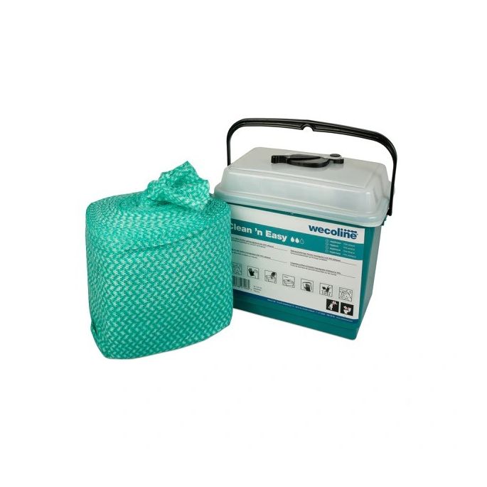 Wecoline Clean 'n Easy hygiënische navuldoeken groen, 70% ethanol, 36 x 30 cm, 3 rollen à 150 doeken