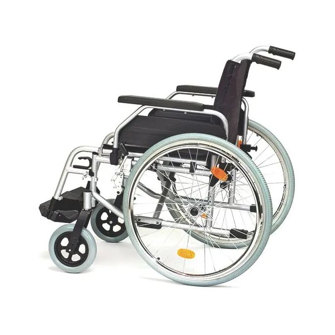 Servomobil rolstoel uit staal, zilver/zwart, zitbreedte 43-45 cm
