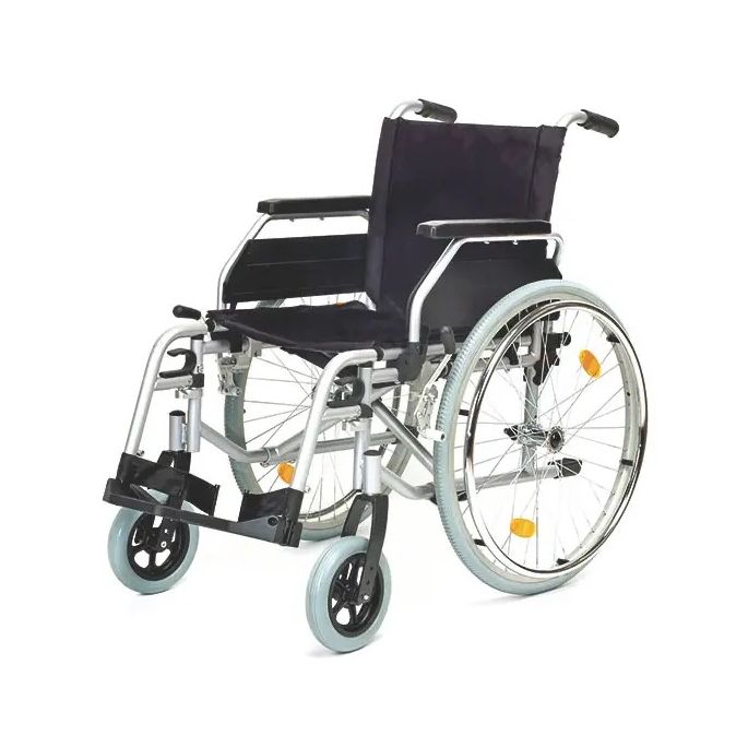 Servomobil rolstoel uit staal, zilver/zwart, zitbreedte 43-45 cm