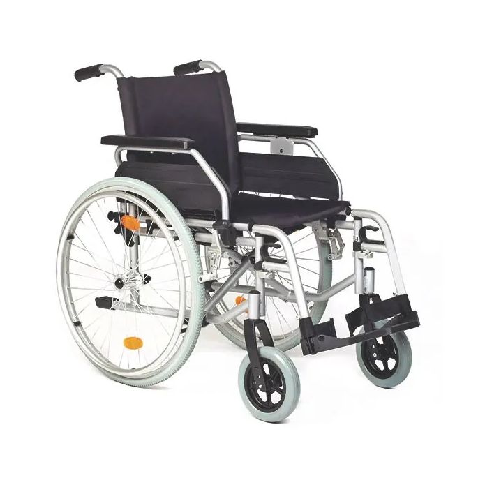 Servomobil rolstoel uit aluminium, zilver/zwart, zitbreedte 48-50 cm
