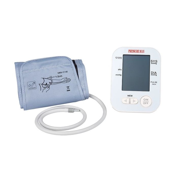 Pressure Man volautomatische elektronische bovenarm-bloeddrukmeter met trekbeugel klittenbandmanchet