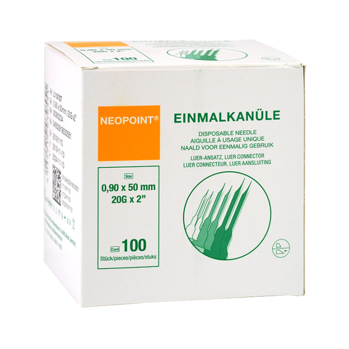 Neopoint injectienaalden geel 20G, 0,9 x 50 mm, 100 stuks
