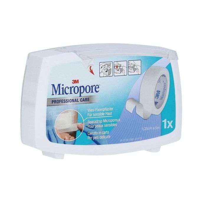Micropore hechtpleister op dispenser 1,25 cm x 5 m, per stuk