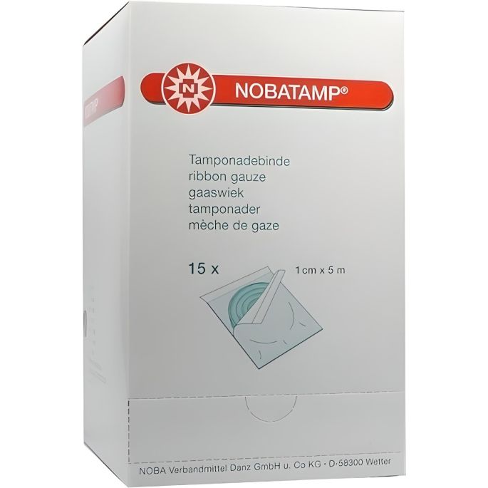 Nobatamp Gaasstroken 5 m x 1 cm, 15 stuks