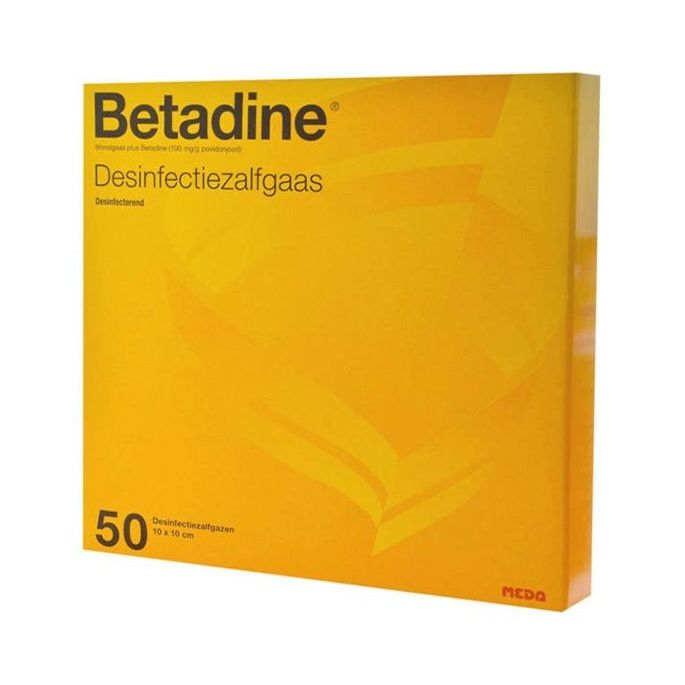 Betadine gazen 10 x 10 cm, per vel