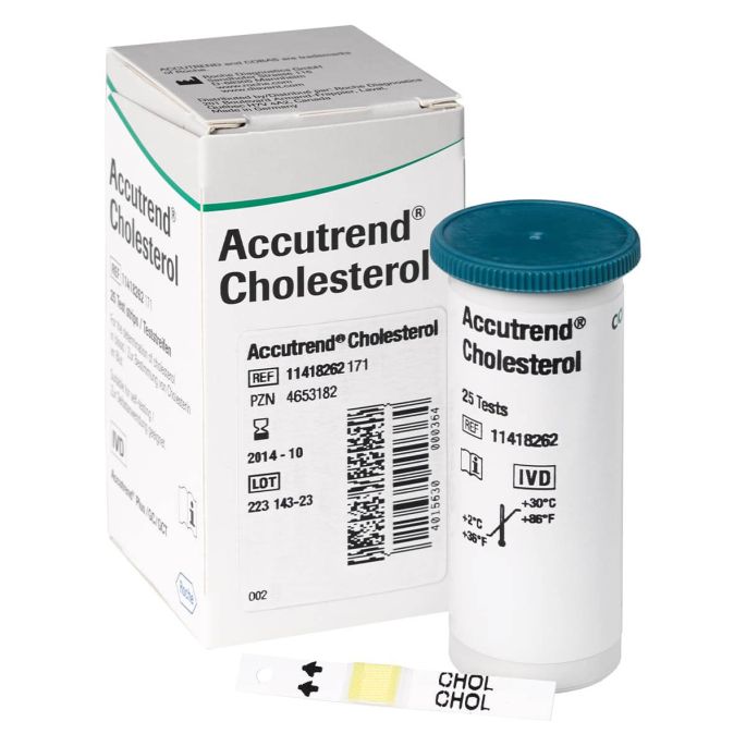 Roche Accutrend Cholesterol teststrips, 25 stuks