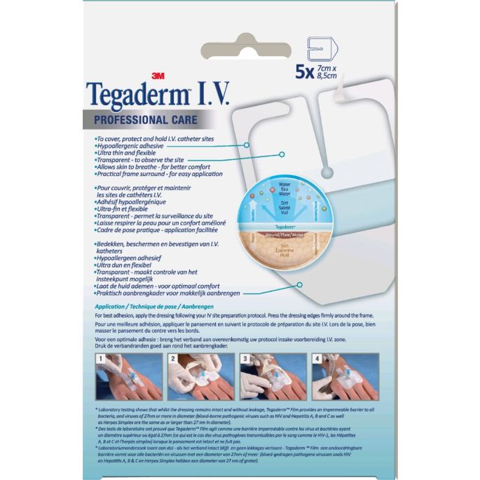 3M Tegaderm I.V. transparante infuuspleister 7 x 8,5 cm, 5 stuks