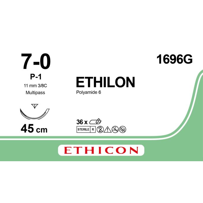 Ethilon zwart 7-0, P-1 PRIME MP naald, 1696G, 12 stuks