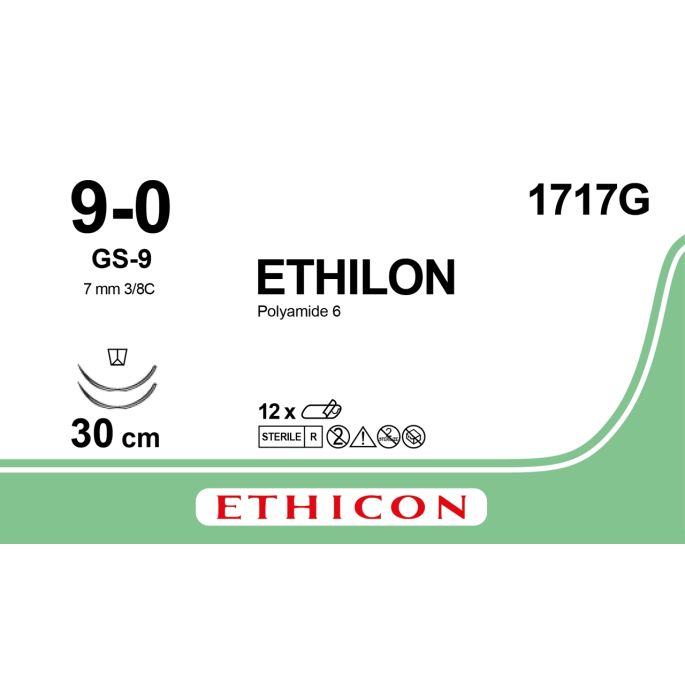 Ethilon zwart 9-0, GS-9 naald, 1717G, 12 stuks