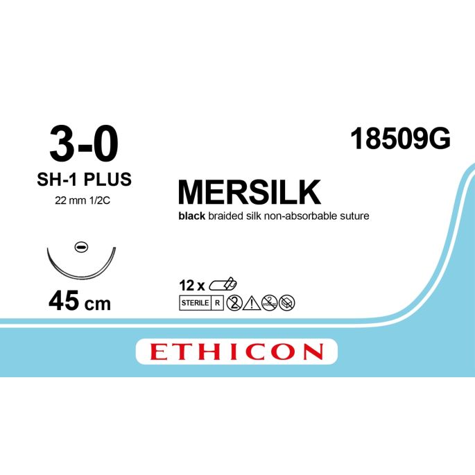 Silk zwart 3-0, SH-1 PLUS naald, 18509G, 12 stuks