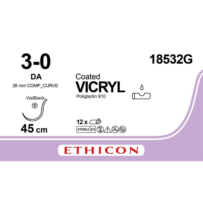 Vicryl gecoat violet 3-0, DA VB naald, 18532G, 12 stuks
