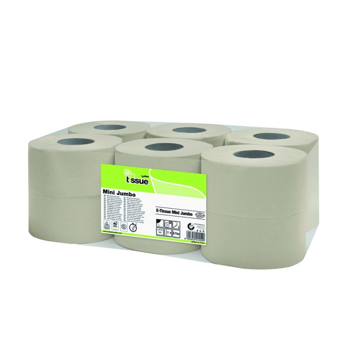 Toiletpapier Mini Jumbo E-tissue 2-laags 150 m, 12 rollen