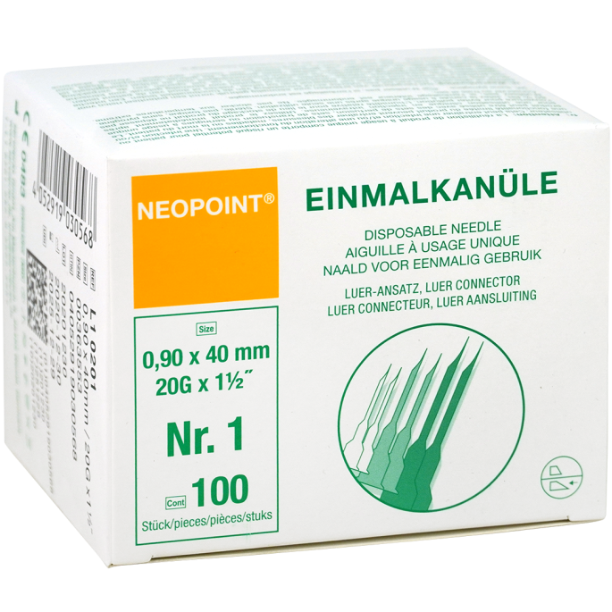 Neopoint injectienaalden geel 20G, 0,9 x 40 mm, 100 stuks