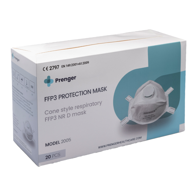 Prenger FFP3 Mondmasker voorgevormd met ventiel, 20 stuks