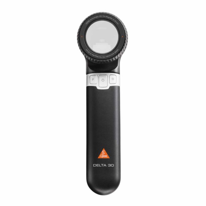 Heine DELTA 30 dermatoscoop met contactplaat met schaalverdeling, USB-kabel, netadapter, harde koffer