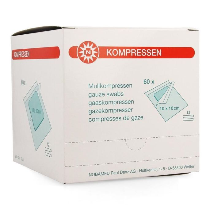 Noba gaaskompressen 12-laags steriel 10 x 10 cm, 60 stuks