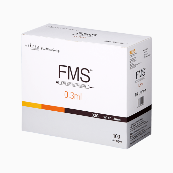 Aespio FMS fine micro injectiespuit 0,5 ml met 32G x 8 mm naald, 100 stuks