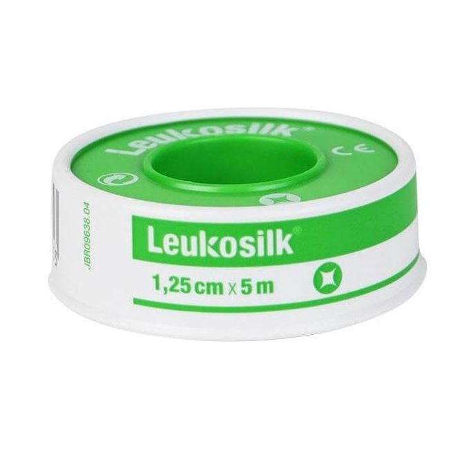 Leukosilk hechtpleister op spoel, 1,25 cm x 5 m, per stuk