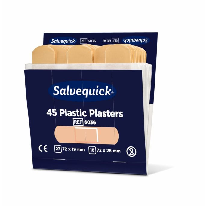 Salvequick pleisterstrips waterproof navulling, 6 x 45 stuks