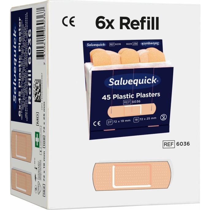 Salvequick pleisterstrips waterproof navulling, 6 x 45 stuks