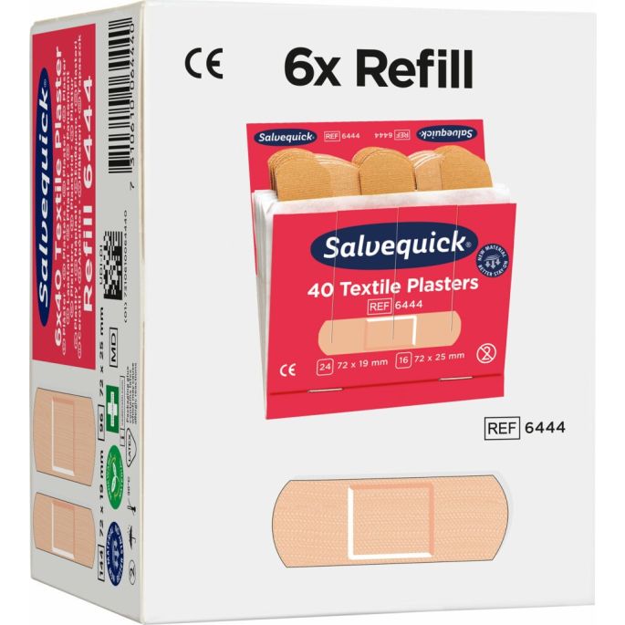 Salvequick pleisterstrips textiel navulling, 6 x 40 stuks